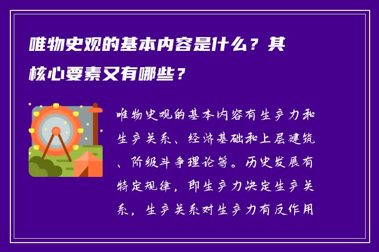 唯物史观的基本内容是什么？其核心要素又有哪些？
