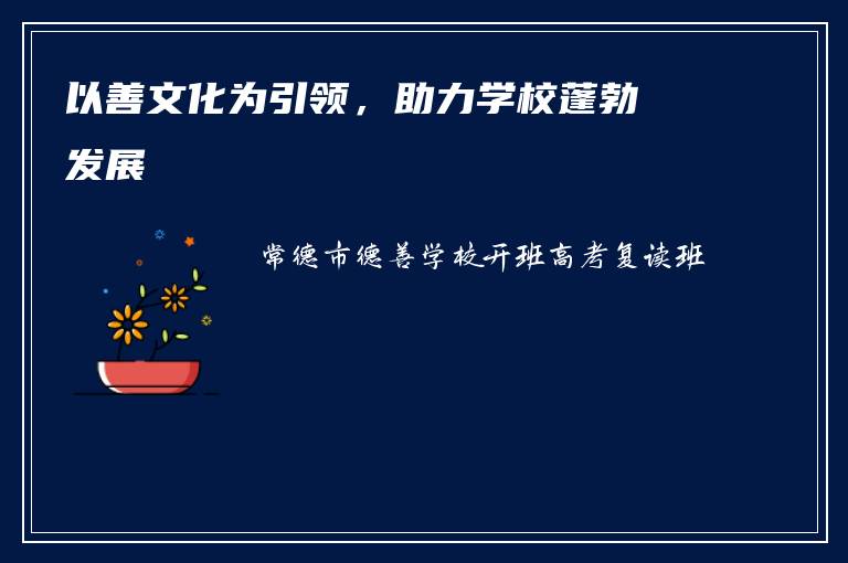 以善文化为引领，助力学校蓬勃发展