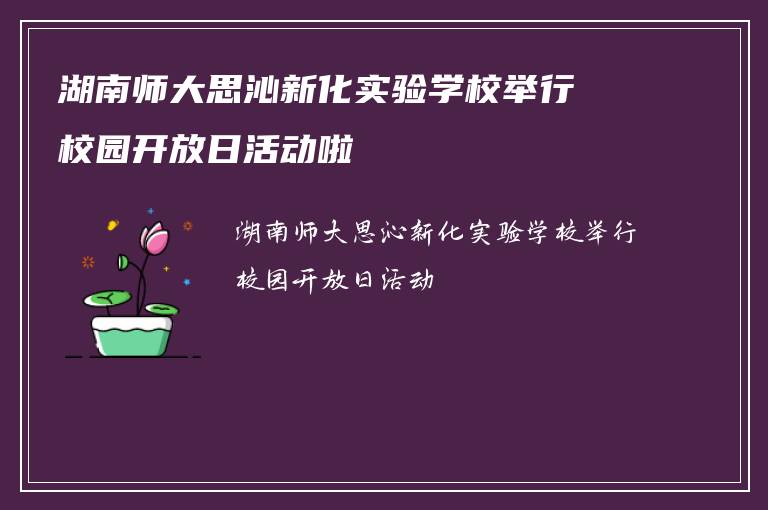 湖南师大思沁新化实验学校举行校园开放日活动啦