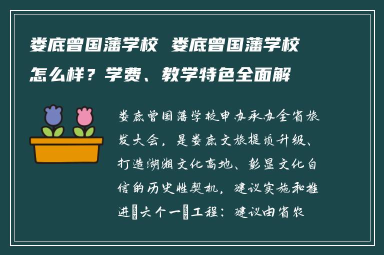 娄底曾国藩学校 娄底曾国藩学校怎么样？学费、教学特色全面解析