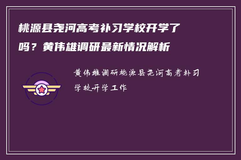 桃源县尧河高考补习学校开学了吗？黄伟雄调研最新情况解析