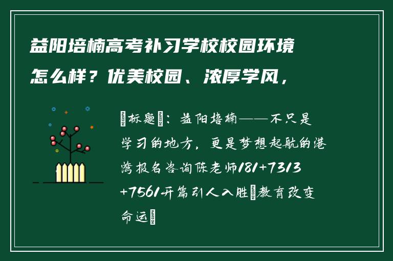 益阳培楠高考补习学校校园环境怎么样？优美校园、浓厚学风，助力学子金榜题名