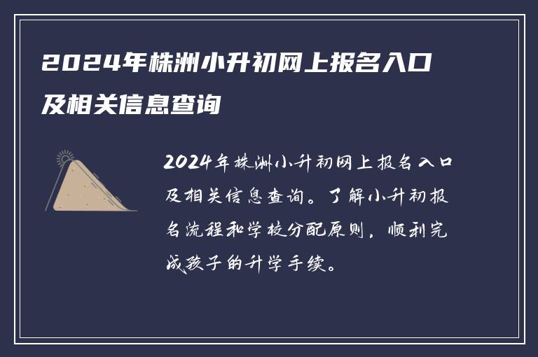 2024年株洲小升初网上报名入口及相关信息查询