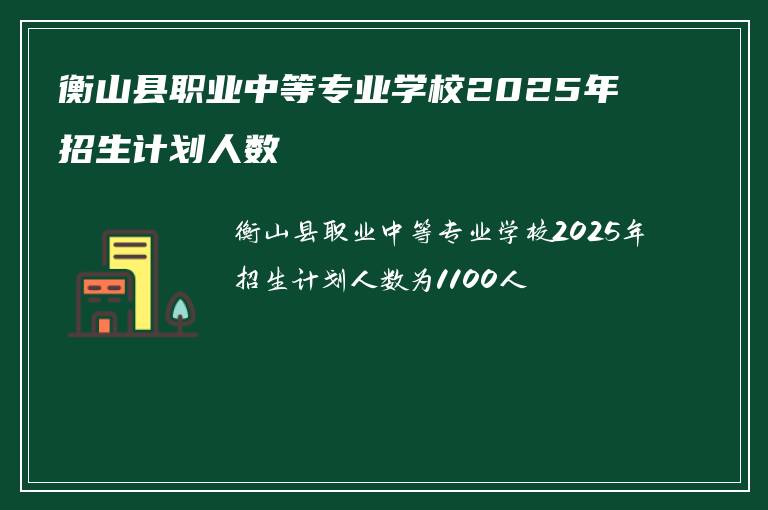 衡山县职业中等专业学校2025年招生计划人数