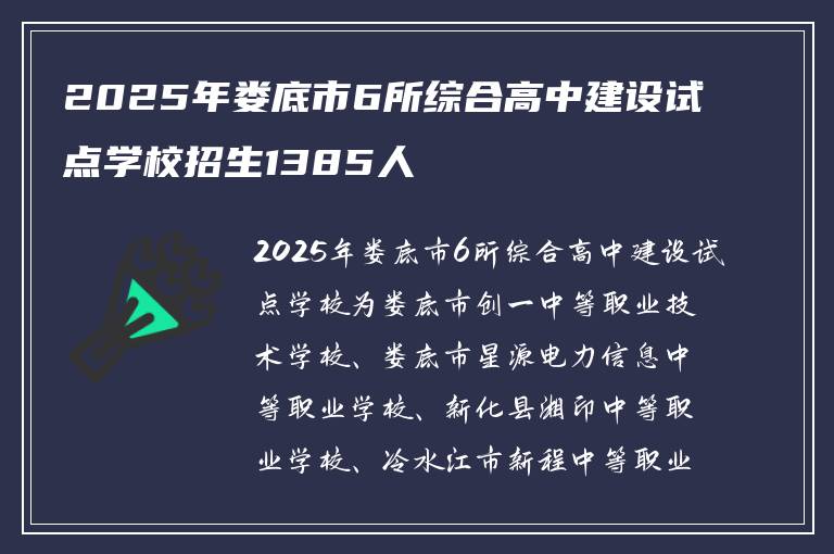 2025年娄底市6所综合高中建设试点学校招生1385人