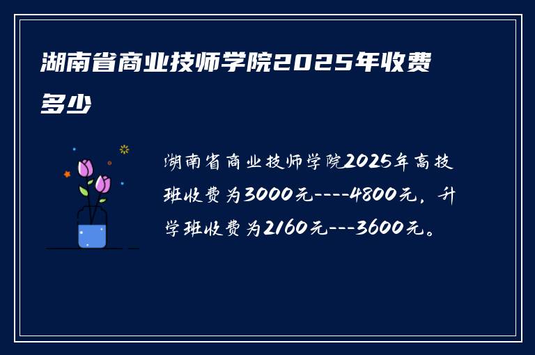 湖南省商业技师学院2025年收费多少