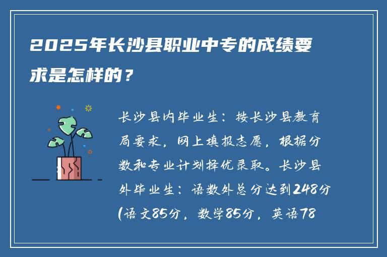 2025年长沙县职业中专的成绩要求是怎样的？
