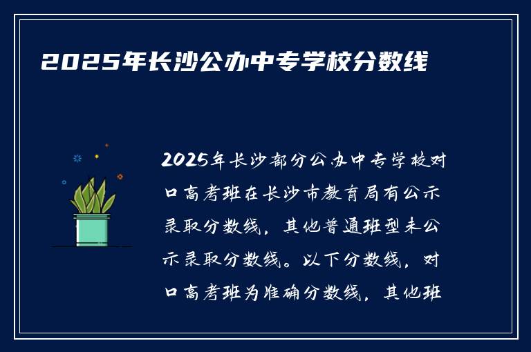 2025年长沙公办中专学校分数线