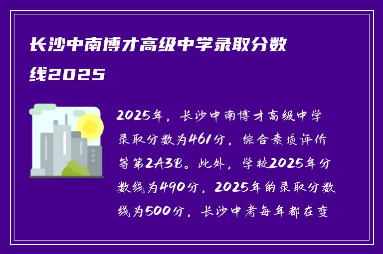长沙中南博才高级中学录取分数线2025