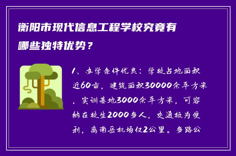 衡阳市现代信息工程学校究竟有哪些独特优势？