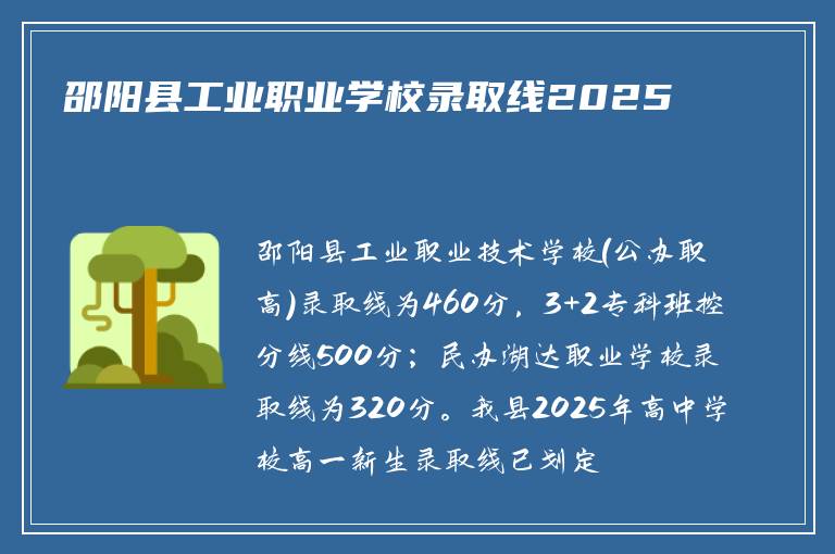 邵阳县工业职业学校录取线2025