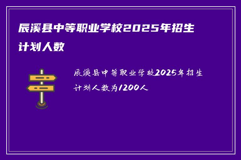 辰溪县中等职业学校2025年招生计划人数