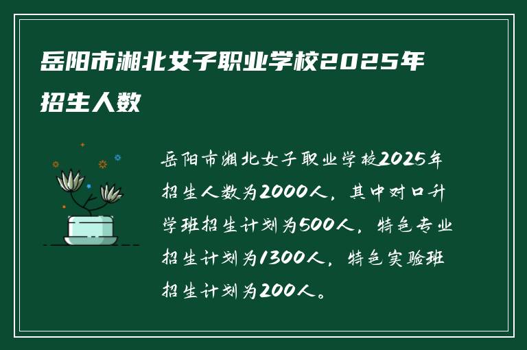 岳阳市湘北女子职业学校2025年招生人数